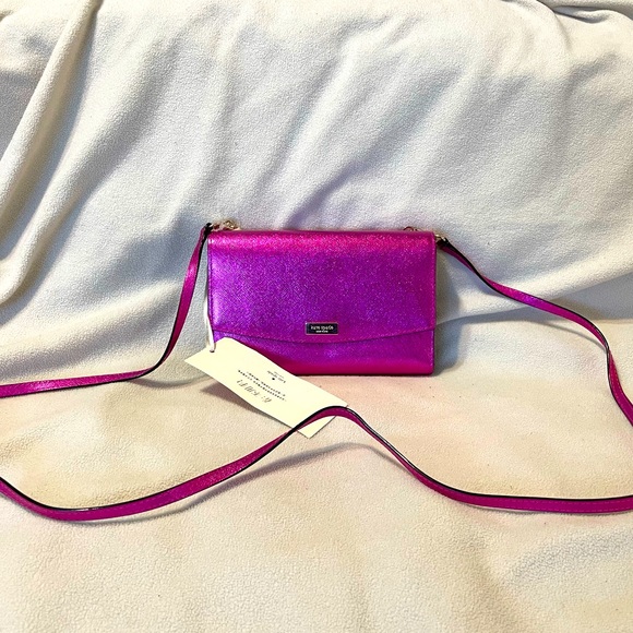 Kate Spade ♠️ Metallic Pink Clutch NWT - Picture 3 of 9